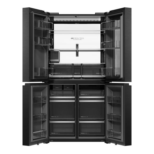 Haier Horizon American Fridge Freezer - Obsidian Steel - Doors open